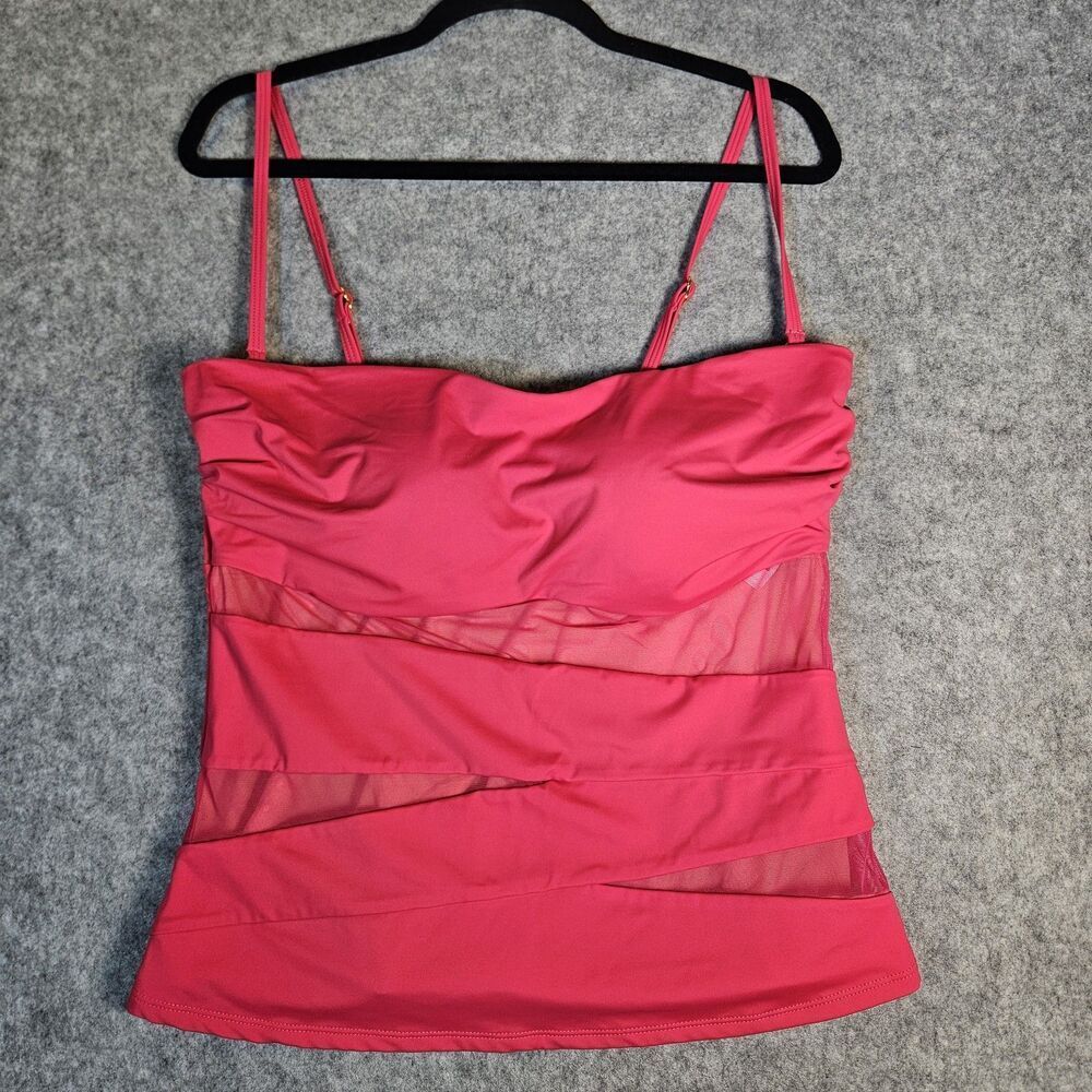 Swimsuits For All Hot Pink Mesh Wrap Swim Top Beach Summer Vacation Resort Sz 14